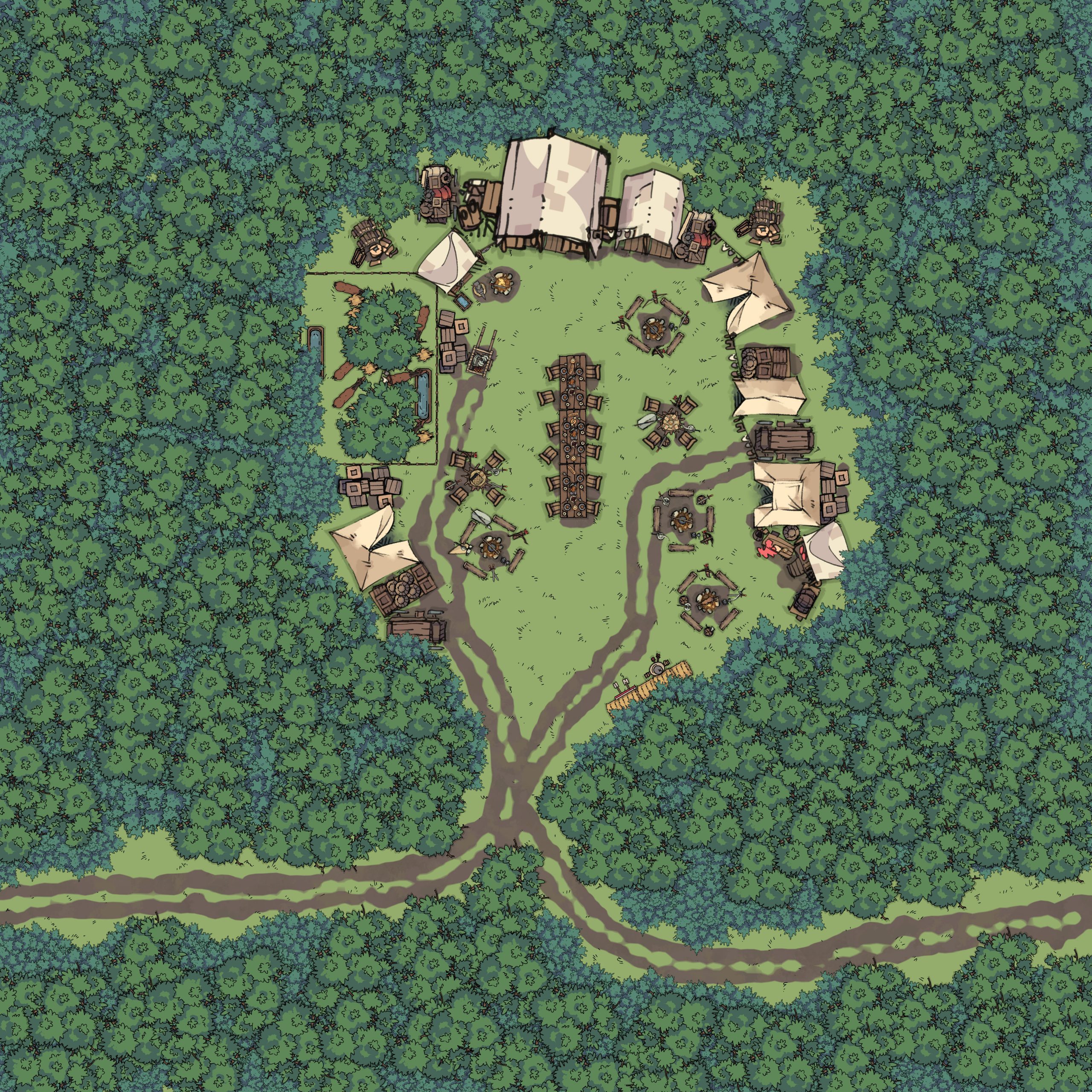 Forrest Bandit Camp Battle Map 40 × 40. 